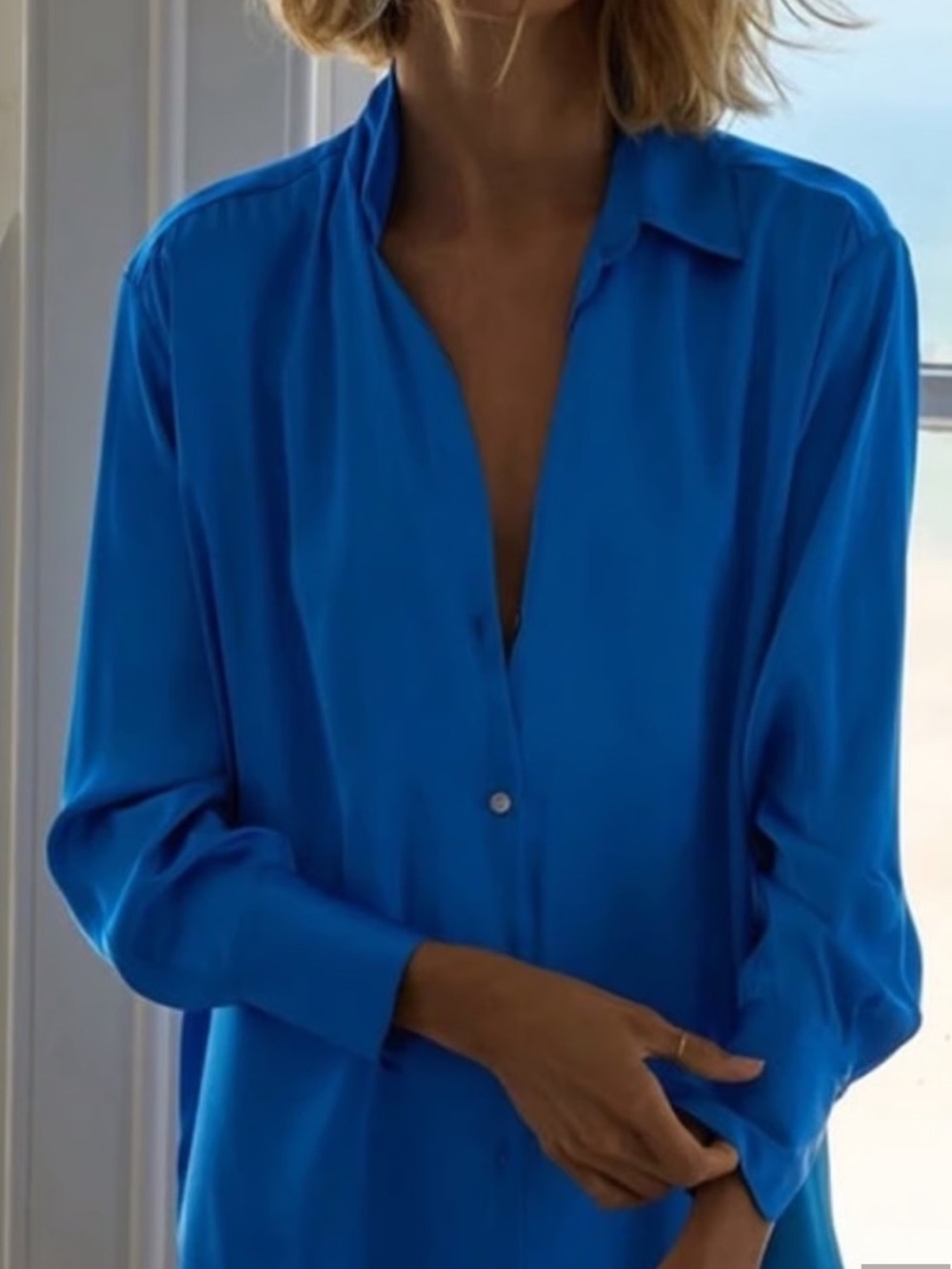 ZARA Satin Blouse Electric Blue in M